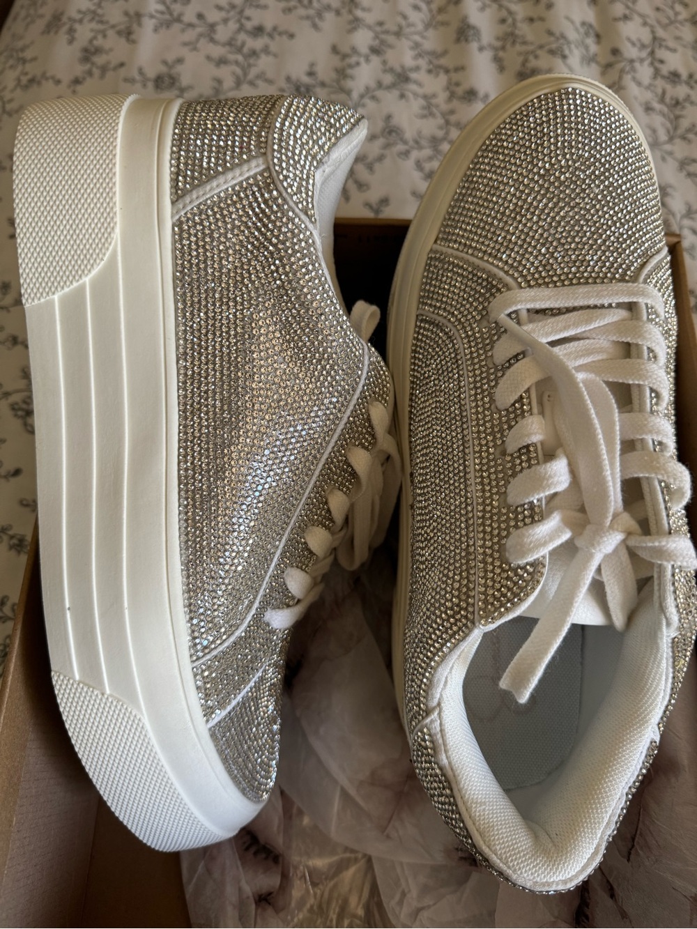 Jessica Simpson Silver Crystal Platform Sneakers